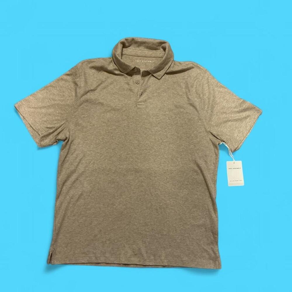 Free assembly beige heather polo shirt